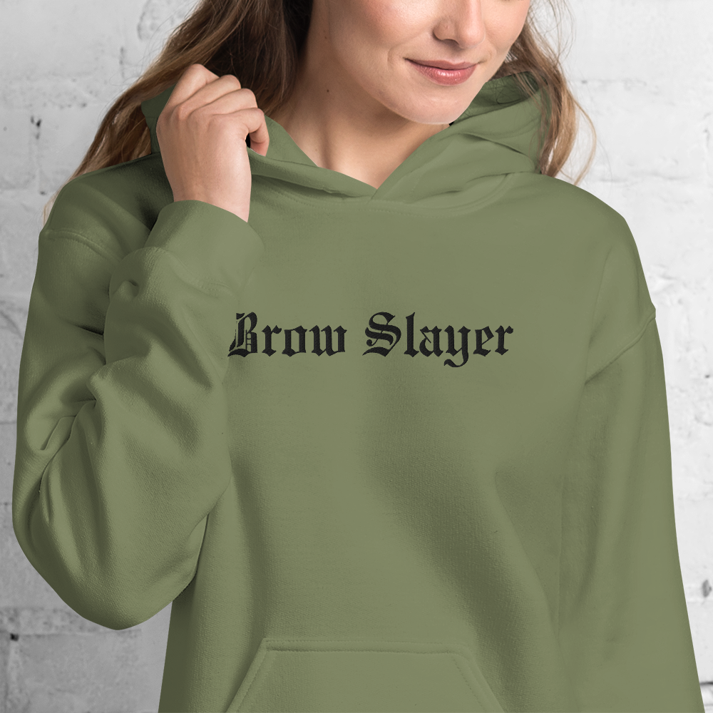 "Brow Slayer" Old English Hoodie